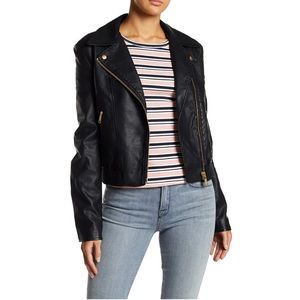 Free People Faux Leather Moto Jacket Modern Bomber
